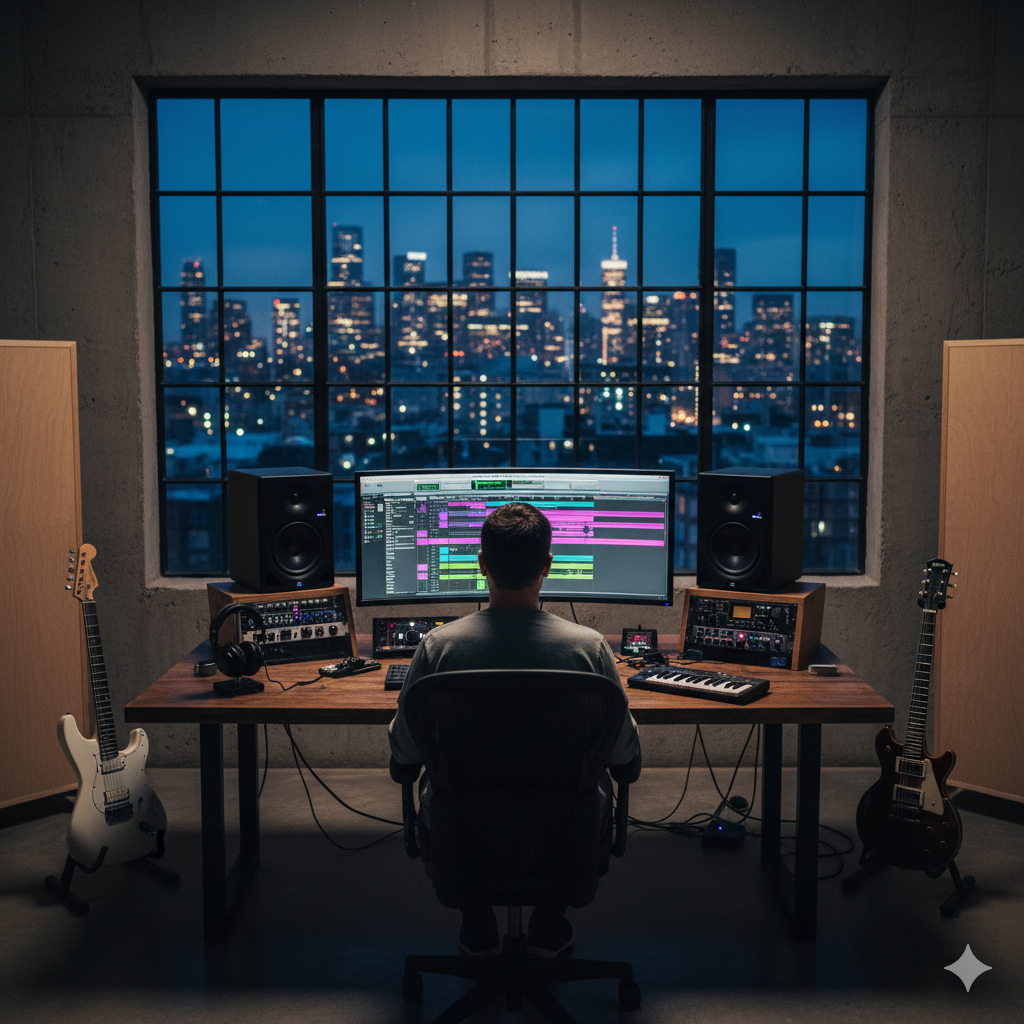 Artist creating music